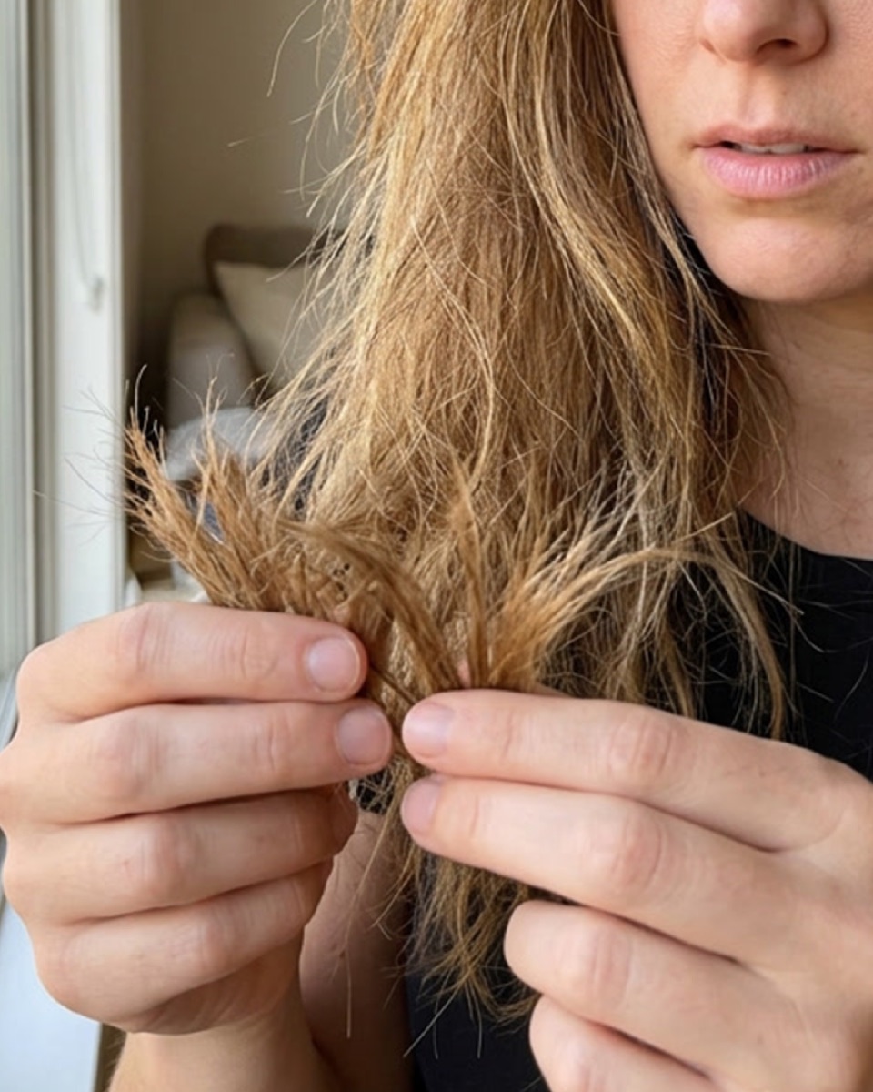 Damaged, dry hair before use